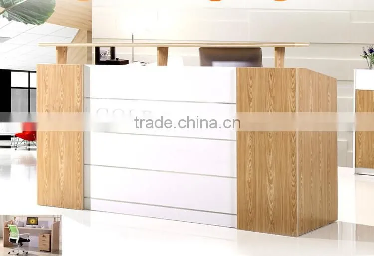 Modern wood half round glass top reception desk (SZ-RT007)