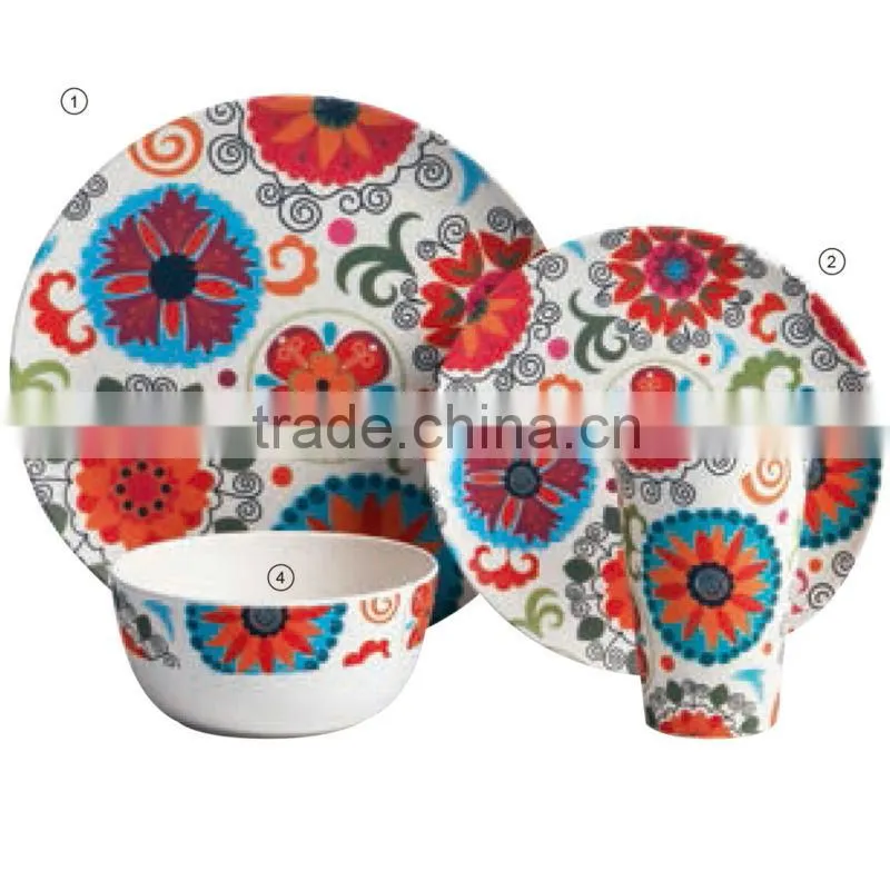 custom Classical pattern bamboo fiber dinnerware,9 inch applique round dinner plates