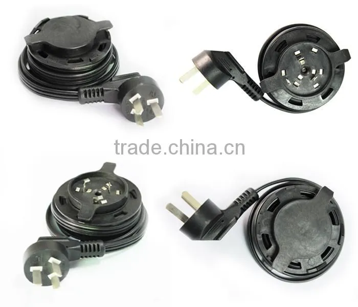 3 pins extension power cord reels and spring retractable cable reel