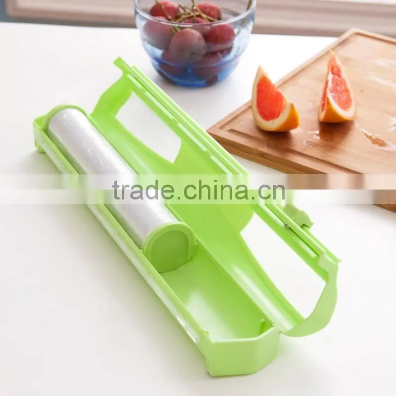 2016 Creative 304 stainless steel blade candy color plastic cling film cutter