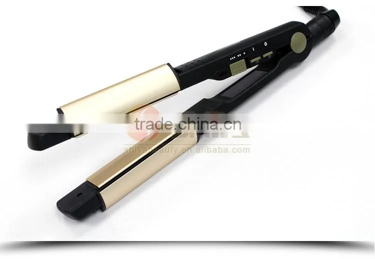Buy multi-function titanium flat iron newest design 2 in 1 hair straightener/curling iron in china market SY-862