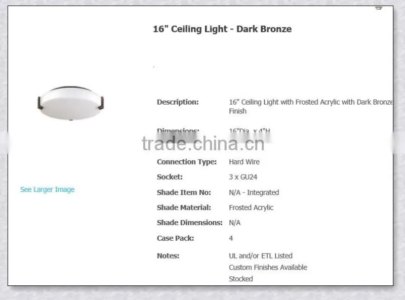 UL List Hotel Guest Room Modern Ceiling light with frosted acrylic XC-H062