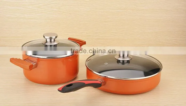 Capsuled Bottom Aluminum coating ceramic pots for cooking