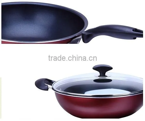 Energy saving aluminum non stick wok cookware as seen tv