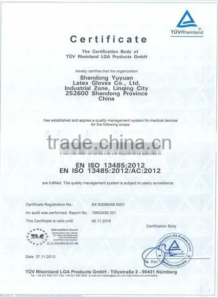 Hot sell! high quality latex examination gloves, disposable gloves, latex gloves, powder latex glove