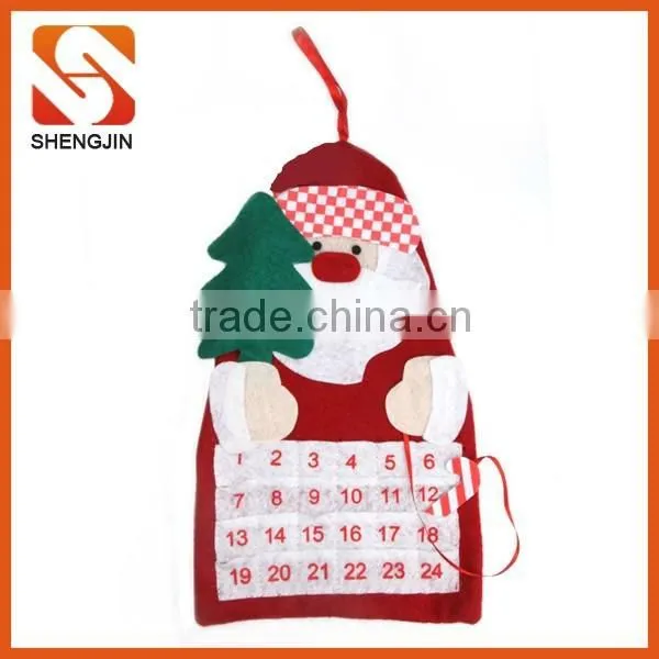 SJ-6859 Custom Felt Christmas Advent Calendar,Handmade tree shape hangging Calendar