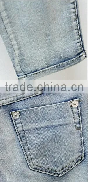 jeans femme 2016 Autumn fashion women jeans Rhinestone Slim Ripped Feet pencil skinny jeans women trousers