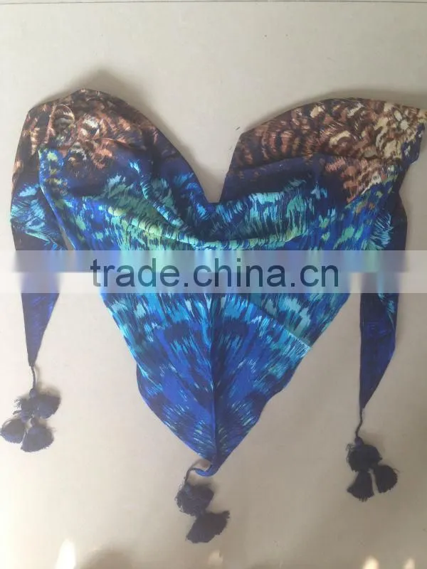 viscose pompom printing fashion custom-made OEM scarf for promotion