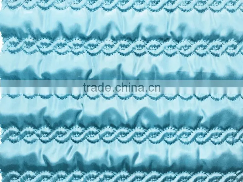 polyester stripe with fashion embroidered padded quilting fabric