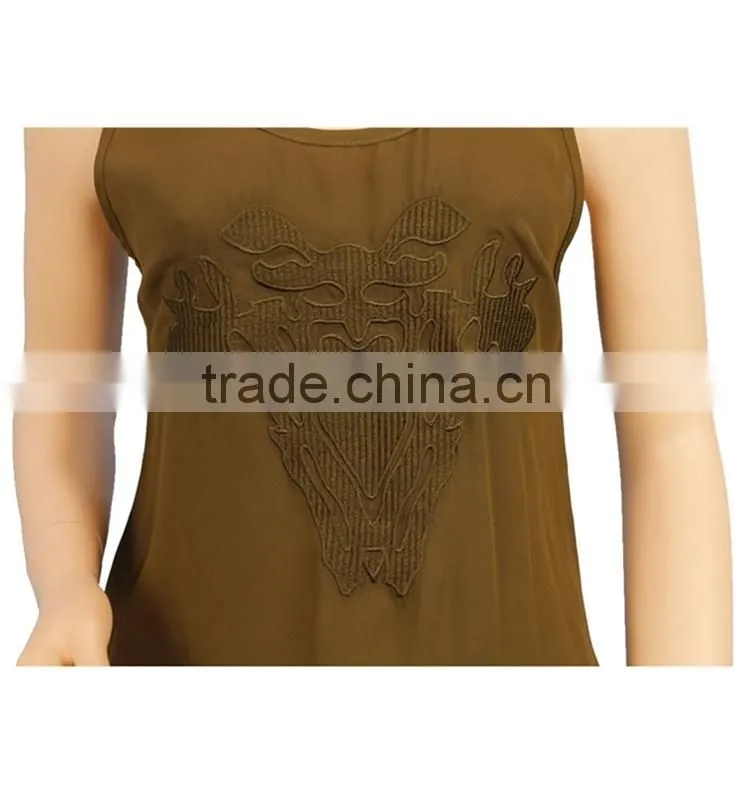 2016 S/S latest women tops stylish army green tank top