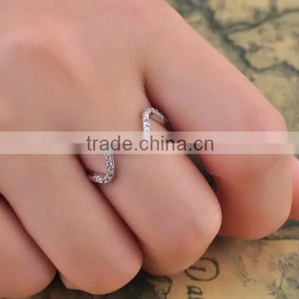 Silver Jewelry Wave Ring Birthday Gift For Women