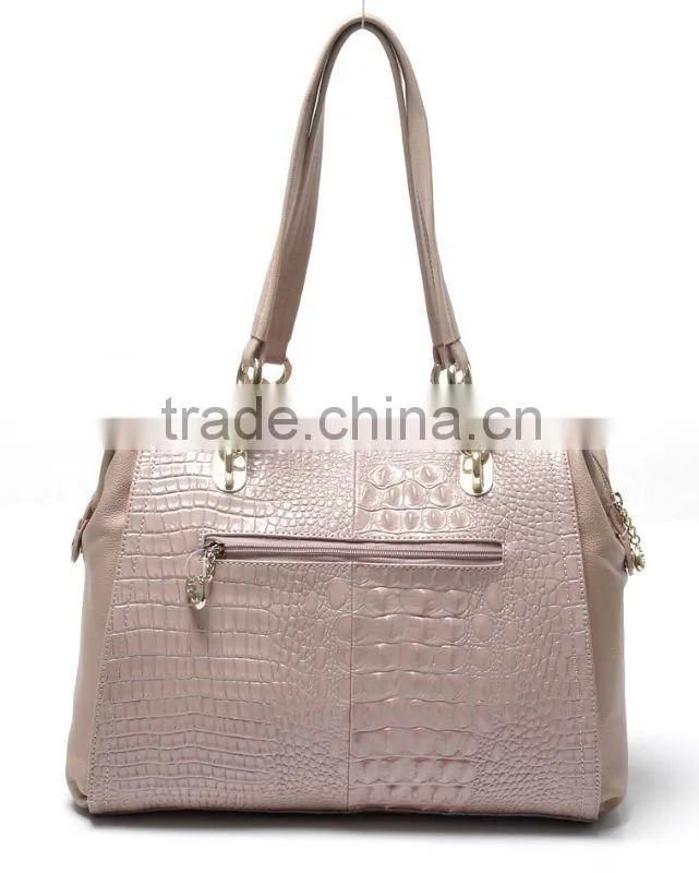 New arrival! Pink crocodile leather large satchel bags 2012 fashion trend