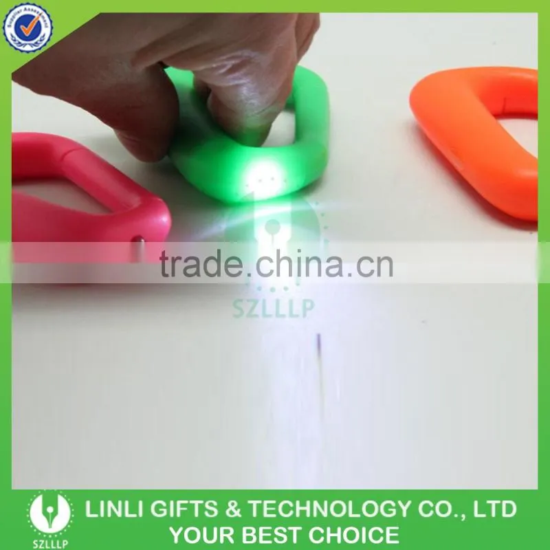 Logo Printed Plastic LED Flashlight Carabiner Keychain