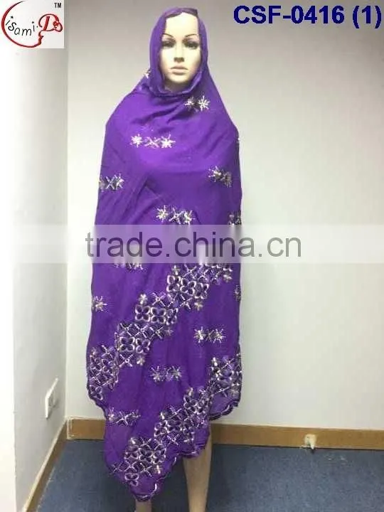 SCF-0416 High popular hot fashion ladies scarf with fancy design good quality for African women wedding party decoration