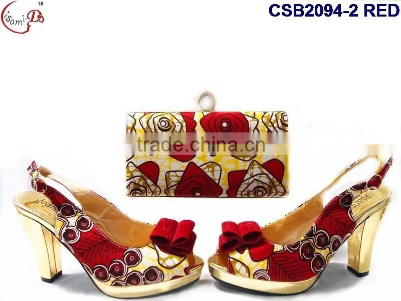 CSB2094 lovely elegant newest design pink/green shoes& bags for woman sandals with high heels matsh bags wedding /party shoe