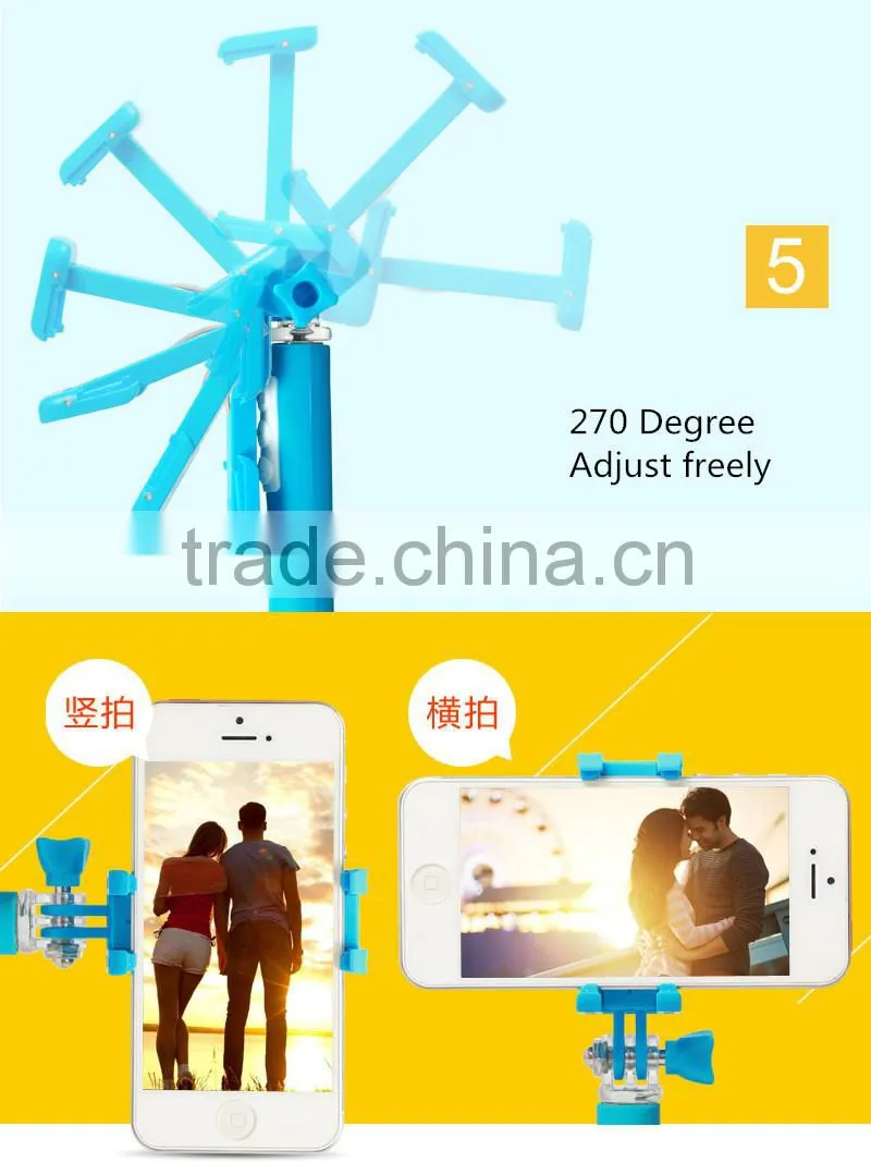 2015 Best Selling Supreme Mini II Selfie Stick With Viewfinder Mirror Wireless Bluetooth Selfie Stick