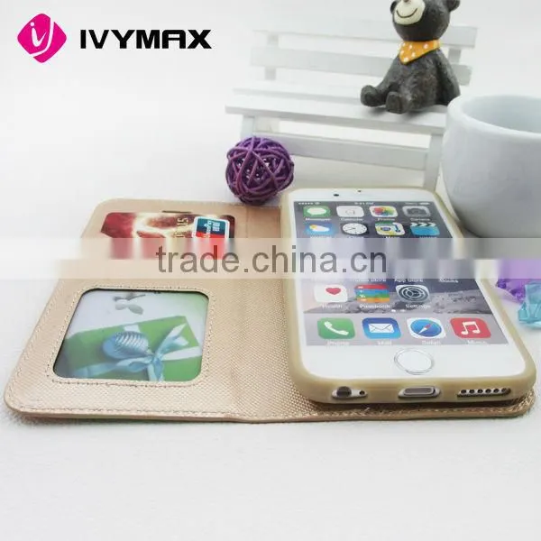 PU TPU 2 in 1 double color for apple iphone 6 stand leather wallet phone case