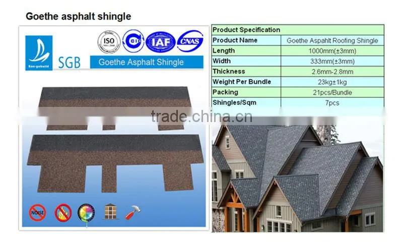Coloured Glaze Material and Plain Roof Tiles Type asphalt roofing shingles