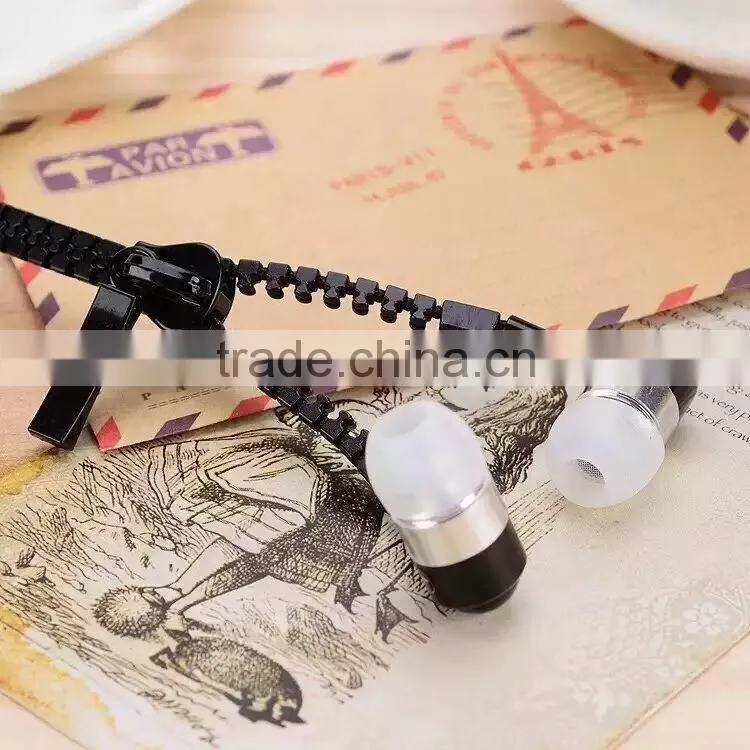 3.5 jack hotseling zipper earphone for mobile