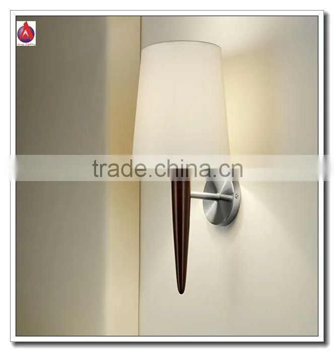 indoor hotel wooden wall scone with white shade MB934W