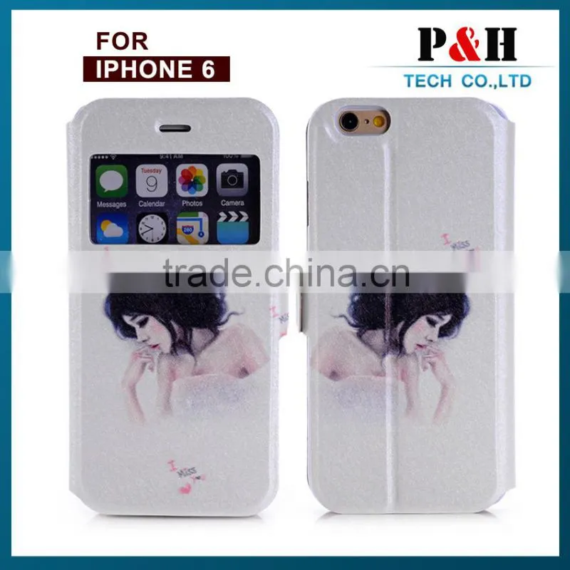 Colorful Drawing Style Flip Leather Case for Apple iPhone 6 iphone 6 plus,for iphone 6s case