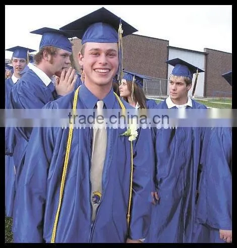 Graduation Cap and Gown Honor Cords Blue Polyester for children adult