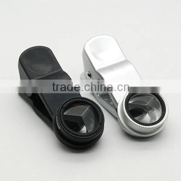 universal External clip lens 3 traingular prism image mirage camera lens for smartphone