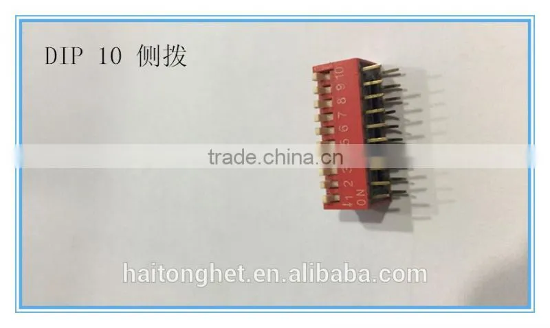 10 Position 10 Pins Red Color DIP Slide Type Switch