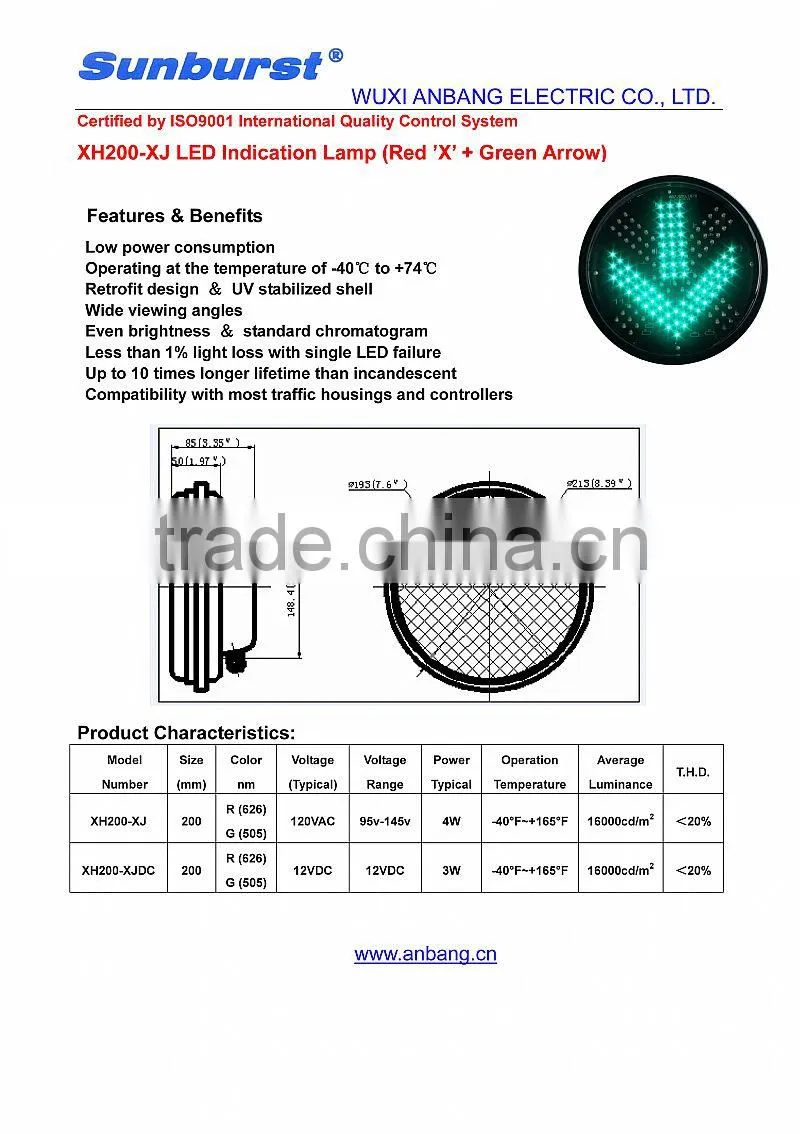 LED traffic red cross and green arrow light.