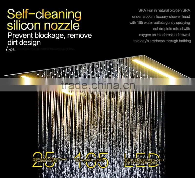 led shower complete set 3 Way in wall thermostatic shower faucet with 360*500mm electric shower + 6 pcs massage body jets