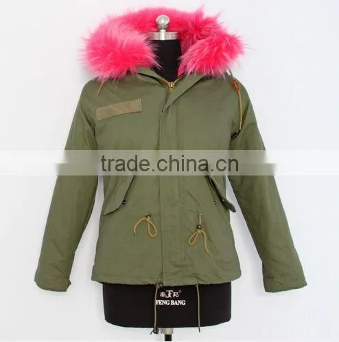 LO9 2015 hot sell top fashion colorful real fur parke coat for women