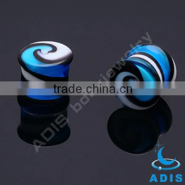 Pyrex Fashion Expander Zebra Grain Color Glass Earrings Plugs