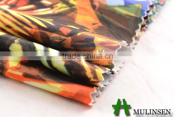 Shaoxing Mulinsen poly rayon sateen paper printing high quality floral fabric