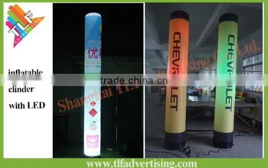 5m LED lighting Inflatable pillar with custom digital printing with rotatable base blower LED inflatable tube with rotate blower
