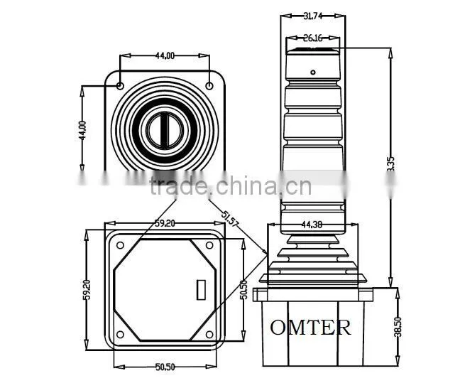 For machinery and equipment, industrial Control, engineering machinery use double-axis two buttons Hall joystick OMH45-2C