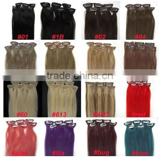 Cambodia hair new arrival remy hair colored clip in hair extensions