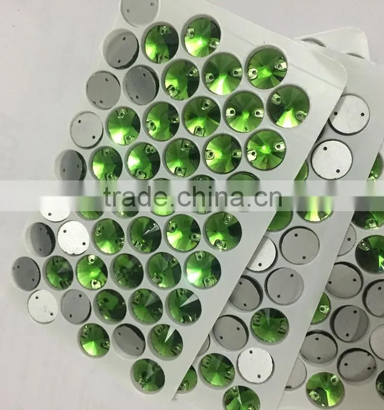wholesale 10mm revoli shaped rainbow color sewing crystal stone for boutique store