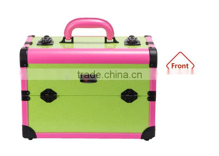 Wholesale portable professional rolling beauty box empty makeup vanity case with mirror