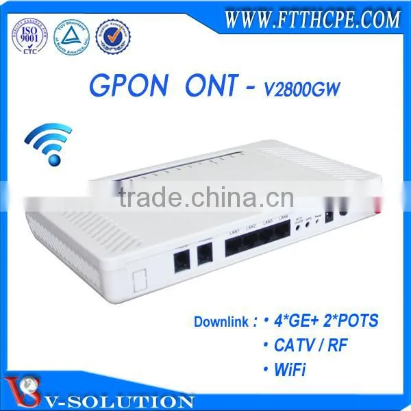 CE Certificated 4GE+WiFi GPON ONT Fiber Optic Wireless WiFi Router FTTH Modem Compatible with Huawei/ZTE/Fiberhome OLT
