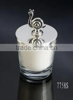Round Glass Scented Candle With Stainless Steel in Polishing and Gold color