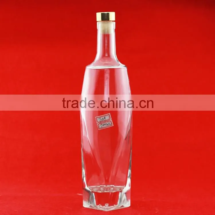 Good quality brandy short bottles 750ml alcohol empty bottles guiter shape whiskey bottles