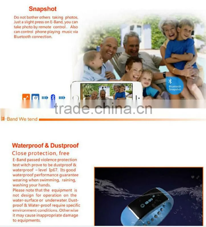 0.91 Inch OLED screen Anti-lost E-band S55 IP67 waterproof watch wristband bluetooth smart bracelet sync for smartphone