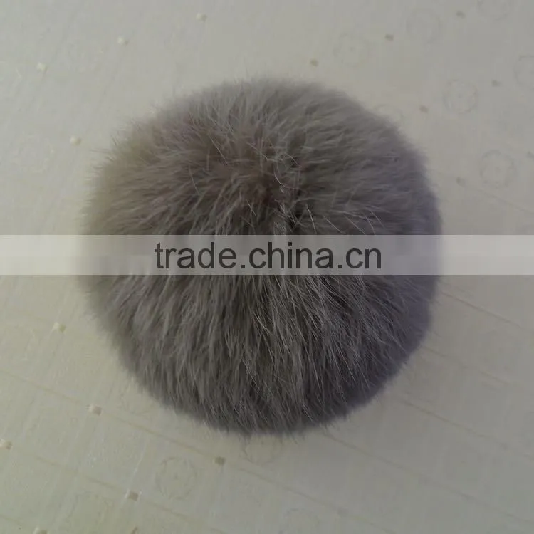 Wholesale Cute Fluffy rabbit fur pompoms with keychain