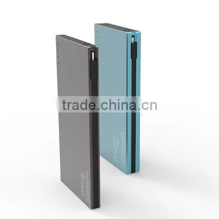Family Use Ultra slim aluminum case charge power bank 5000mAh for smartphones