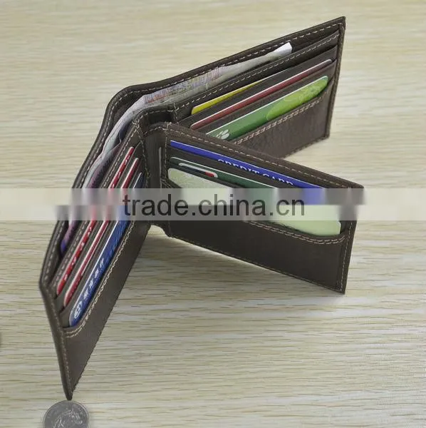 13003 Bill-fold business style brown cheap mens leather wallet
