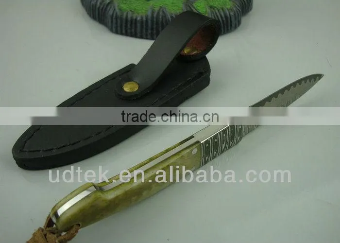 High Quality Animal Bone + Steel Handle OEM Damascus Steel Hunting Knife Hand Tool UDTEK01305