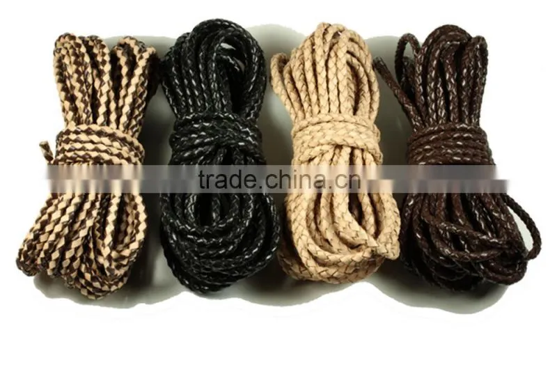 Bolo Braided Round Leather Cords |100% Genuine Leather Corda/ 3mm Braided Bolo Cord Round