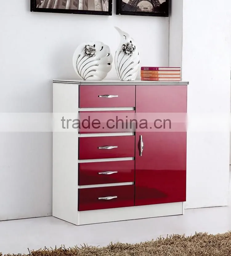 contemporary design high gloss wooden chest of drawers cabinet for living room furniture