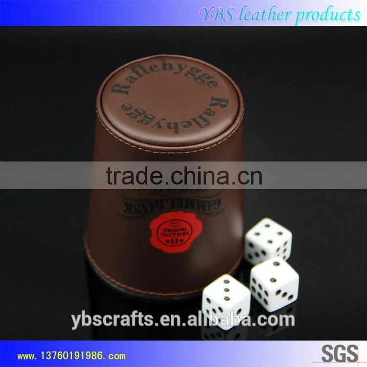 customized logo pu leather dice cup with dices