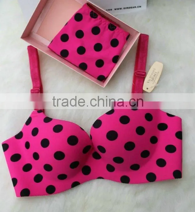 black dotted pink basic bra